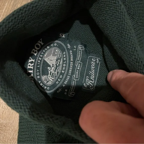 Dairy boy Dark green sweater size XS - Picture 5 of 6